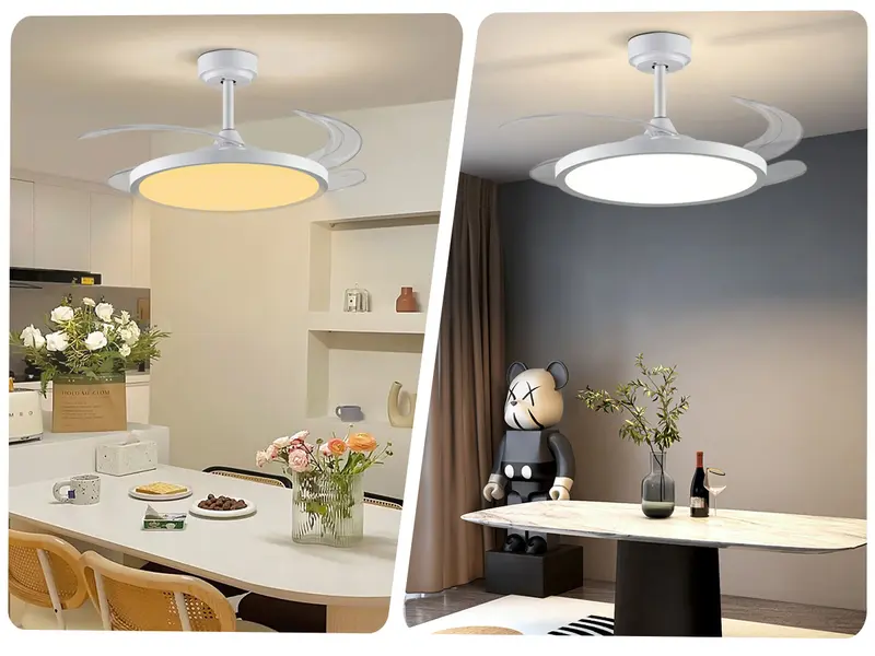 Product Introduction of BaySquirrel Slim Invisible Ceiling Fans Lights With Remote Control &App,42 inch Dimmable Ceiling Fan 6 Retractable Blades Modern Design FathersDayGift 25