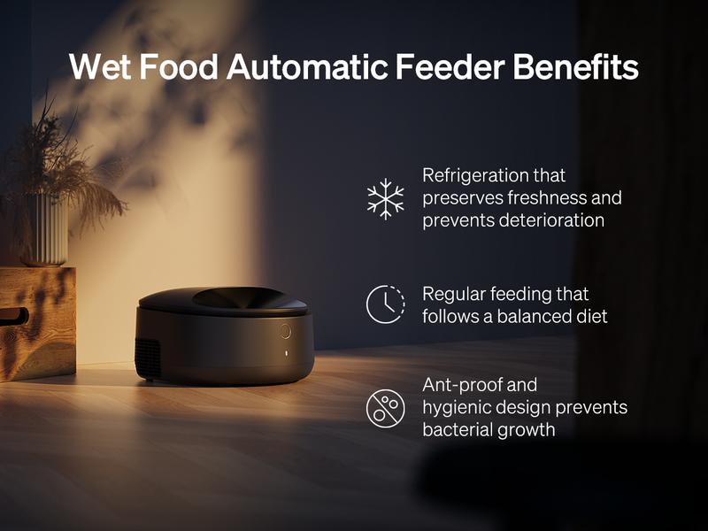 Product Introduction of PETLIBRO Automatic Cat Feeder, Refrigerated wet food dispenser with WiFi control, 3 days freshness, 3 timed meals, quick cooling 15
