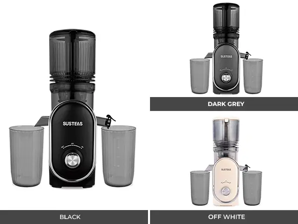 Product Introduction of SUSTEAS Cold Press Juicer, 5.3 Inch Large Feed Opening, Slow Masticator Chute, For Whole Vegetables and Fruits, High Yield, Easy to Clean Springtok Steel 12