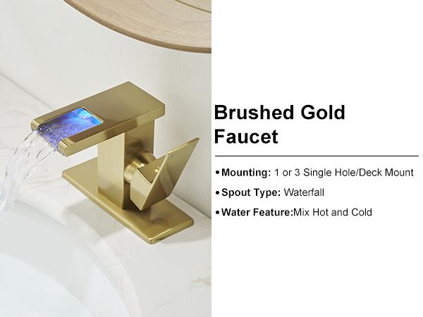 Product Introduction of BESy LED Stainless Steel Waterfall Black Bathroom Faucet. Single Hole Bathroom Sink Faucet. 3 Colors Light Changing Single Handle Vanity Faucets with Supply Lines. Rv One Hole Faucet 10