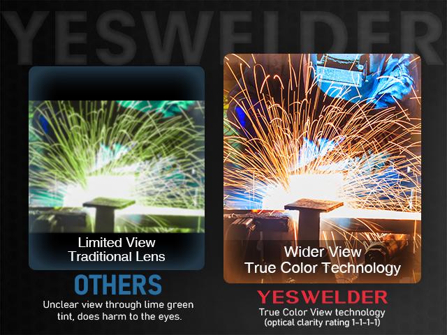 Product Introduction of YESWELDER LYG-M800H True Color Auto Darkening Welding Helmet | Large 3.93" x 3.66" View, 4 Arc Sensors | Wide Shade 3/5-13 for TIG MIG ARC Grind 9