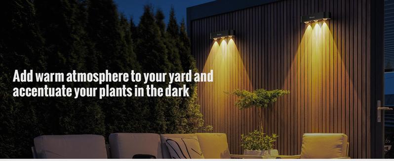 Product Introduction of FabStyl RGB Solar Wall Fence Lights, Synchronously Change Color, Solar Step Lights, Bright Wall Lights, Outdoor Waterproof, Solar Powered Patio Decor for Wall, Rail, Porch, Backyard, Garden. Perfect for holiday decorations 4