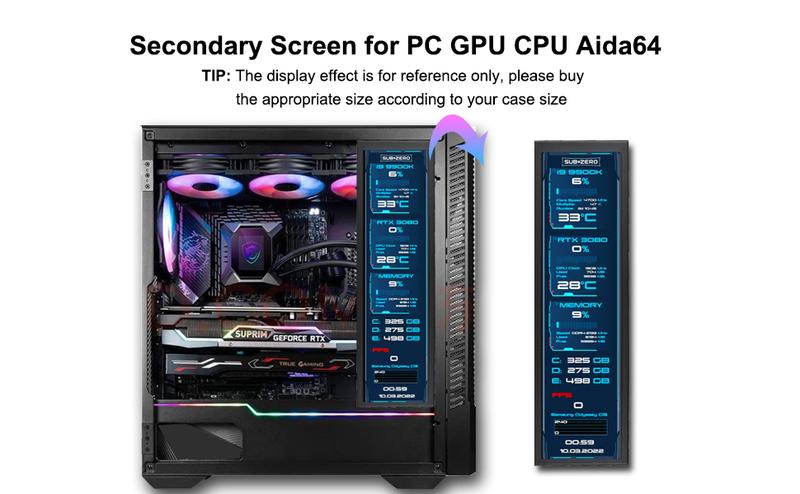 Product Introduction of wisecooc 8.8“ Mini Bar Screen Display - Ultra-Wide IPS Panel. Type-C Connectivity. System Monitor for PC and Mac 20