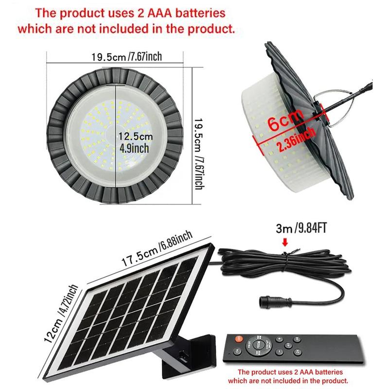 Product Introduction of 224-LED Solar Pendant Light with Moving Sensor, 5 Modes Waterproof Floodlight with Remote Control, Solar Outside Lights, Safety Outdoor Wall Light for Patio, Deck, Shed, Camping 20