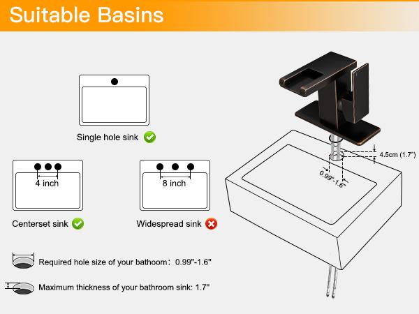 Product Introduction of BESy LED Stainless Steel Waterfall Black Bathroom Faucet. Single Hole Bathroom Sink Faucet. 3 Colors Light Changing Single Handle Vanity Faucets with Supply Lines. Rv One Hole Faucet 19