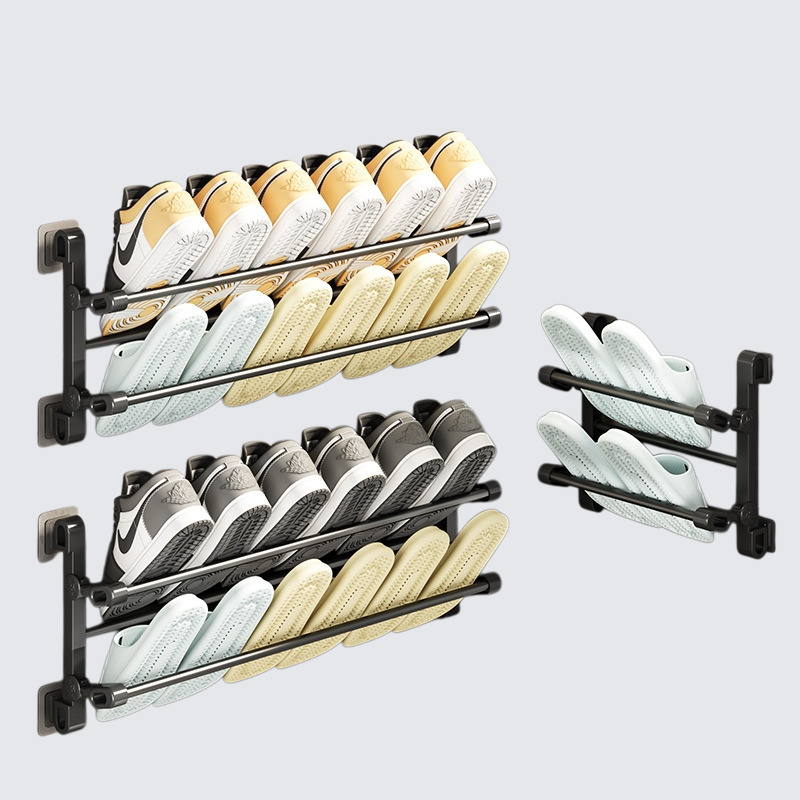 Faltbares, an der Wand montiertes Schuhregal