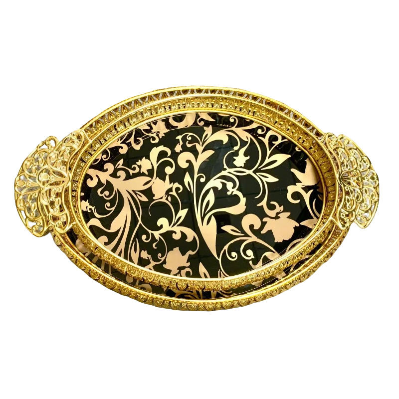 Gold Floral Decorative Tray Set