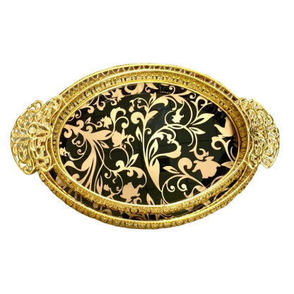 Gold Floral Decorative Tray Set