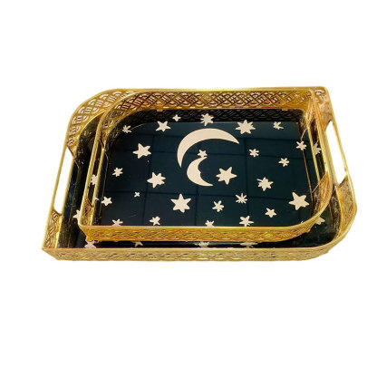 Gold Star & Moon Decorative Tray Set
