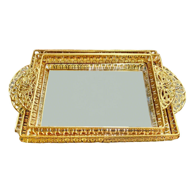 Gold Ornate Mirrored Decorative Tray