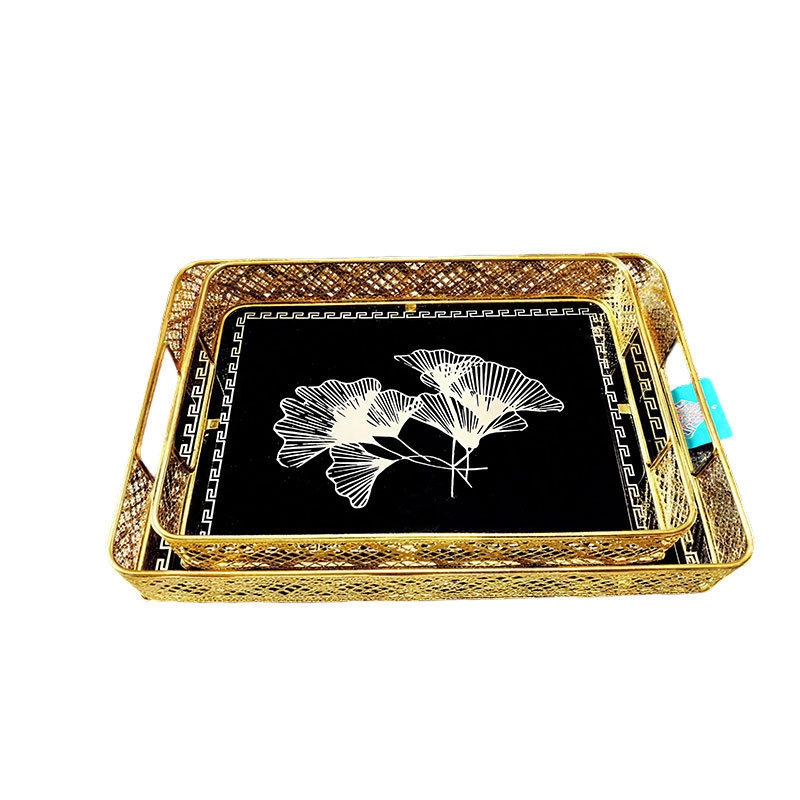 Gold Ginkgo Leaf Decorative Tray Set