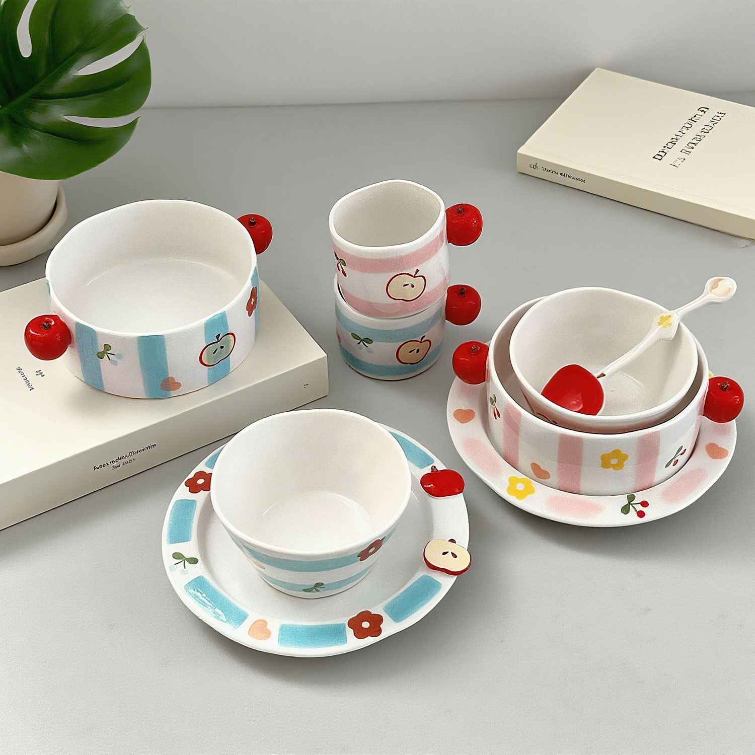 Ceramic Apple Cartoon Tableware Set