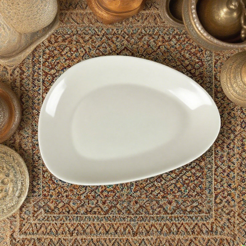 White Ceramic Triangular Dinner Plate