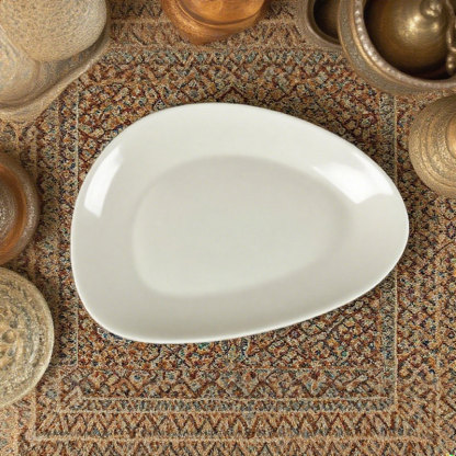 White Ceramic Triangular Dinner Plate