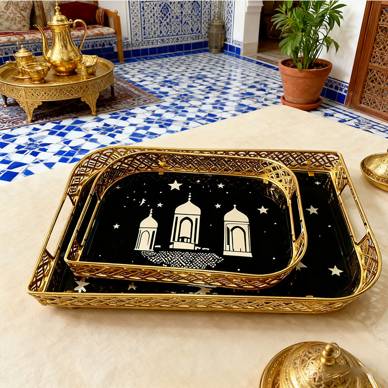 Gold Starry Dome Decorative Tray Set