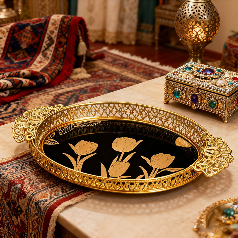 Luxury Gold Tulip Decorative Tray