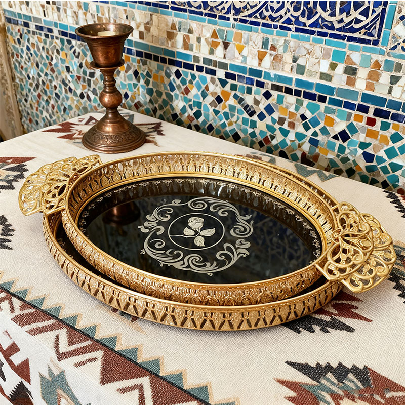 Gold Rose Decorative Tray Set