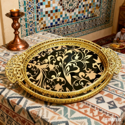 Gold Floral Decorative Tray Set