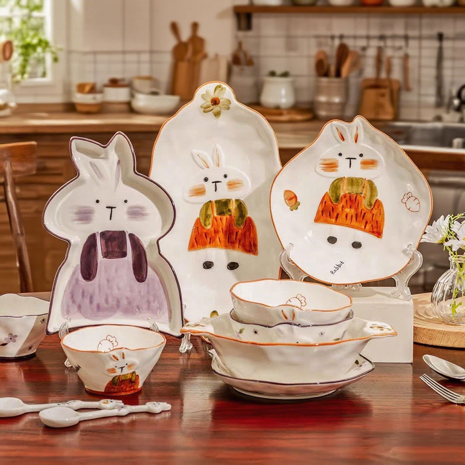 Adorable Rabbit Ceramic Dinnerware Set