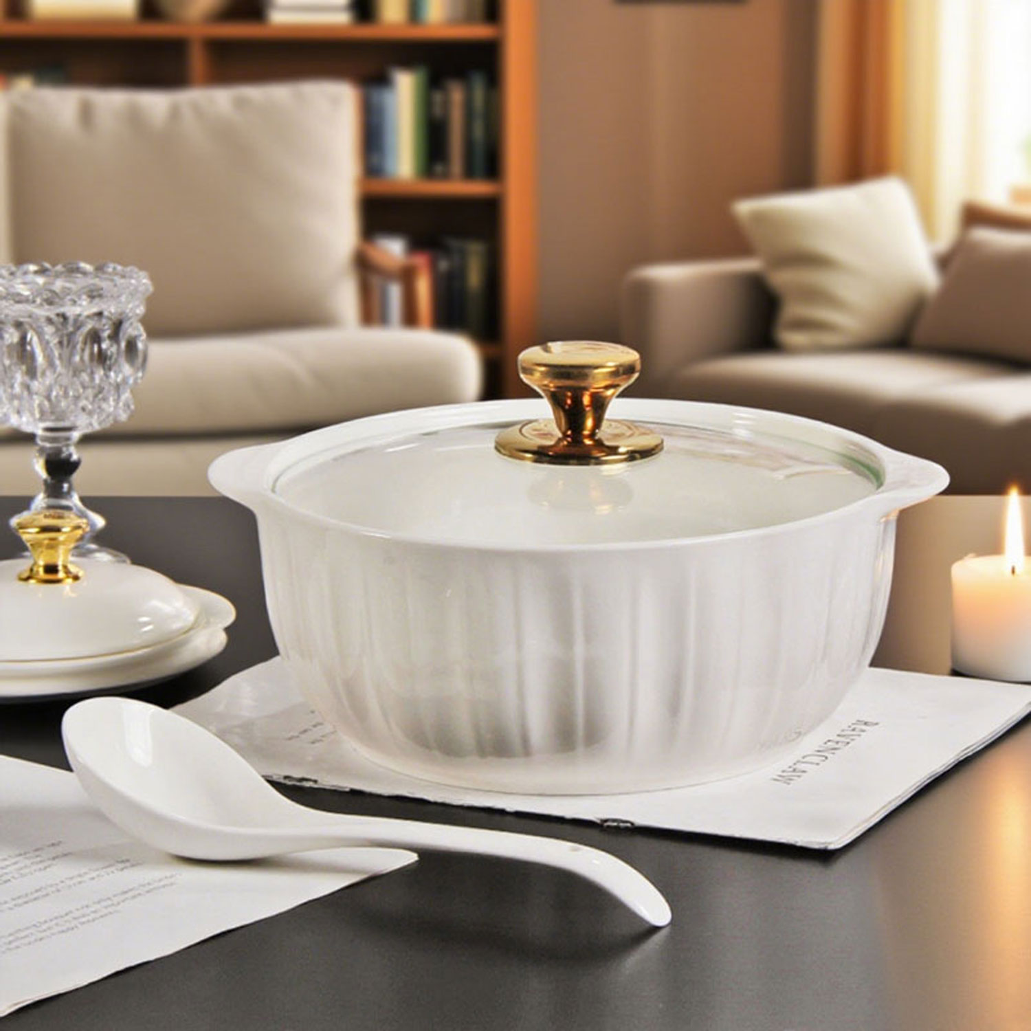 Large Ceramic Soup Bowl with Double Ears