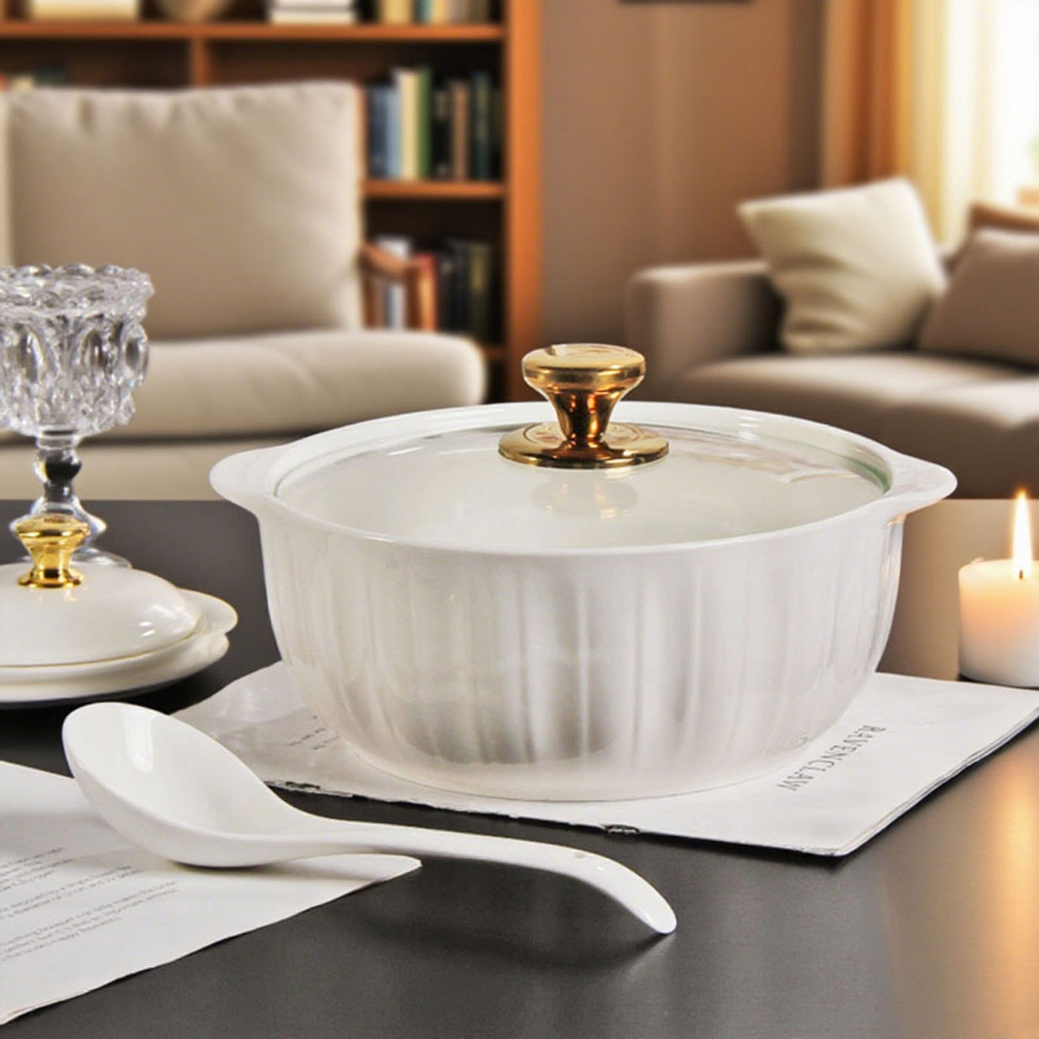 Large Ceramic Soup Bowl with Double Ears