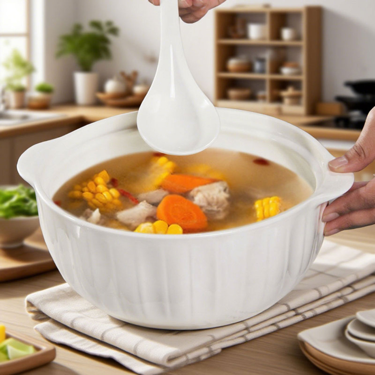 Large Ceramic Soup Bowl with Double Ears