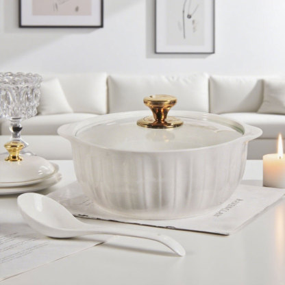 Large Ceramic Soup Bowl with Double Ears