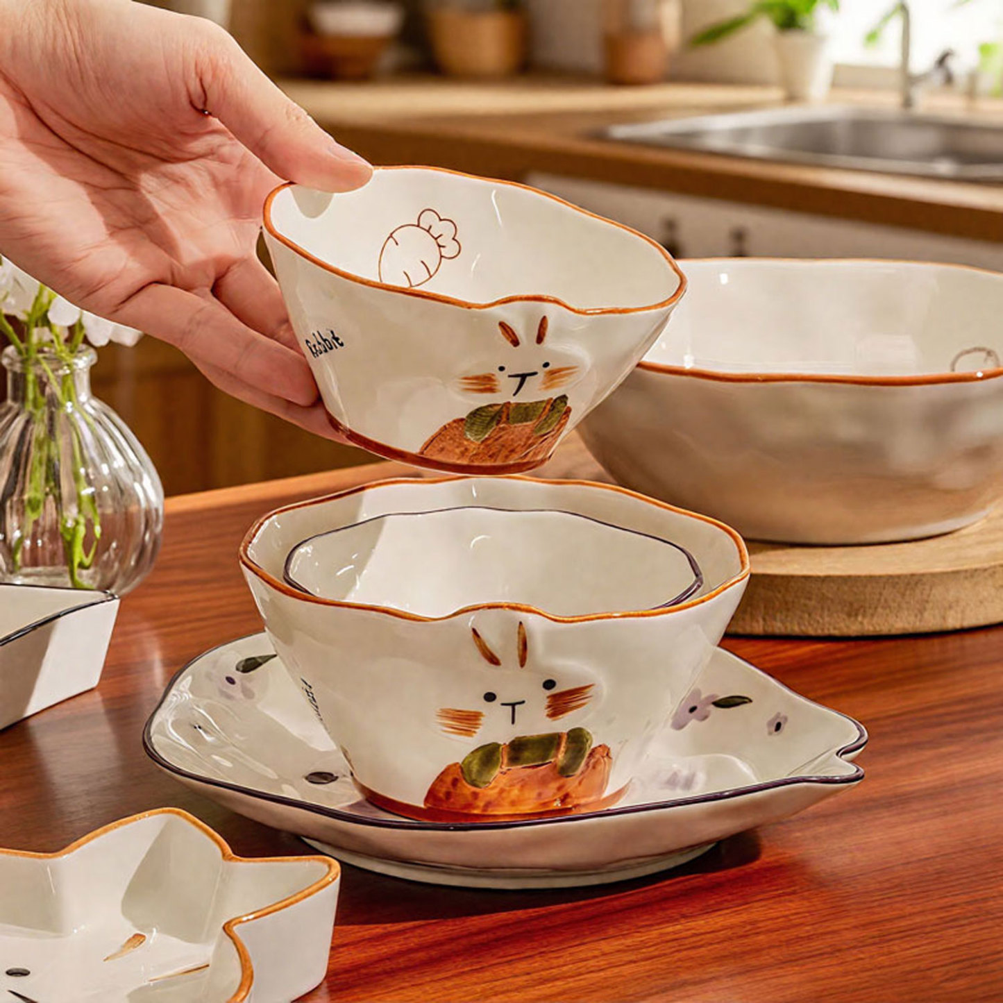 Adorable Rabbit Ceramic Dinnerware Set