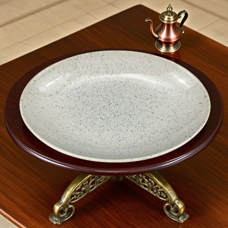 Blue Speckled Oval Ceramic Dinner Plate