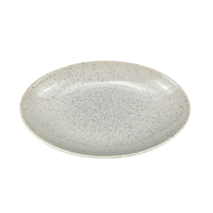 Blue Speckled Oval Ceramic Dinner Plate