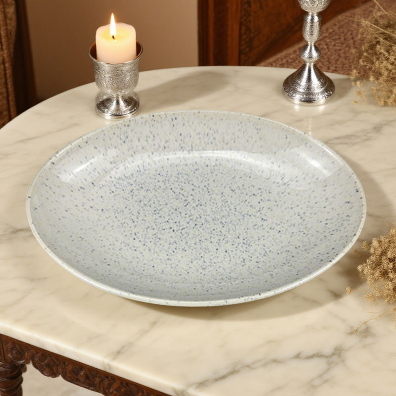 Blue Speckled Oval Ceramic Dinner Plate