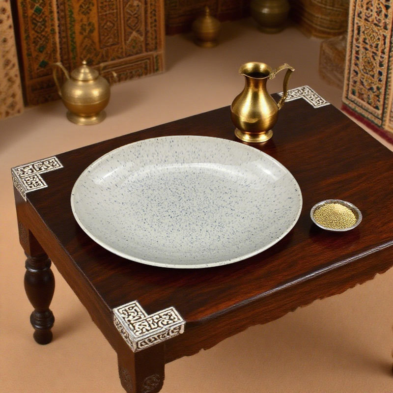 Blue Speckled Oval Ceramic Dinner Plate