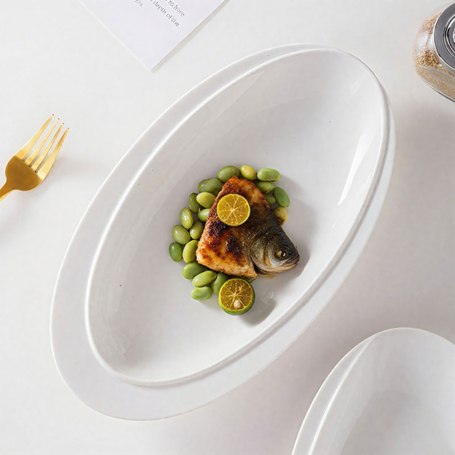 Oval Ceramic Fish Platter 3-Piece Set