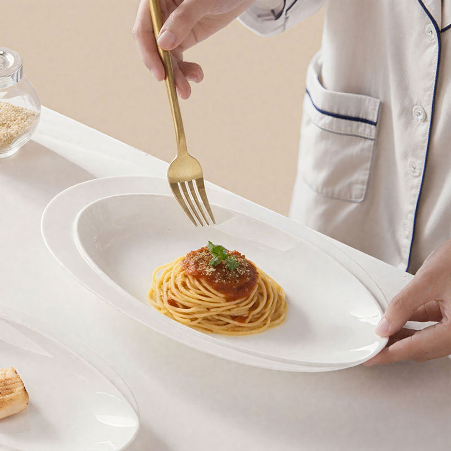 Oval Ceramic Fish Platter 3-Piece Set