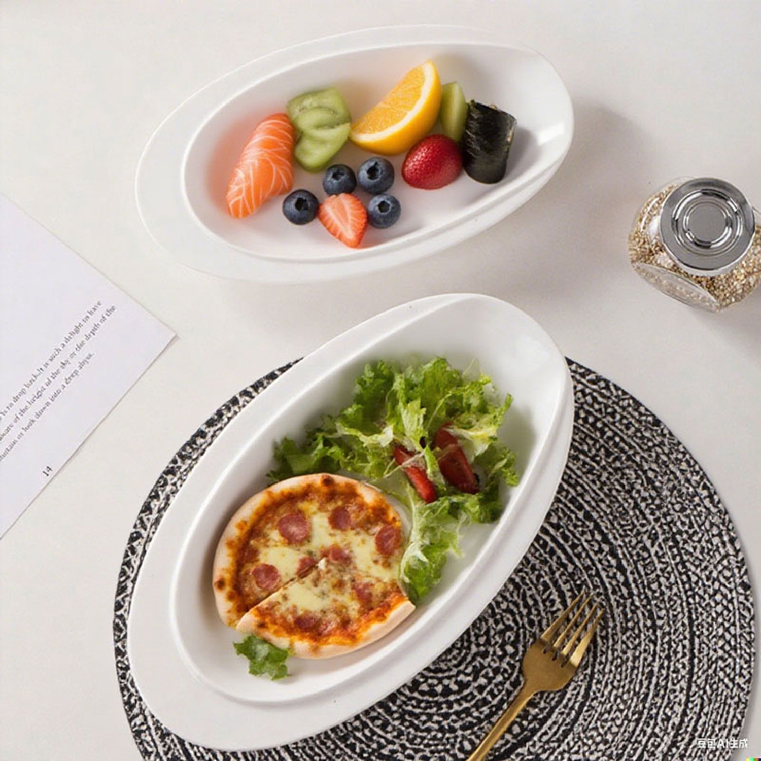 Oval Ceramic Fish Platter 3-Piece Set