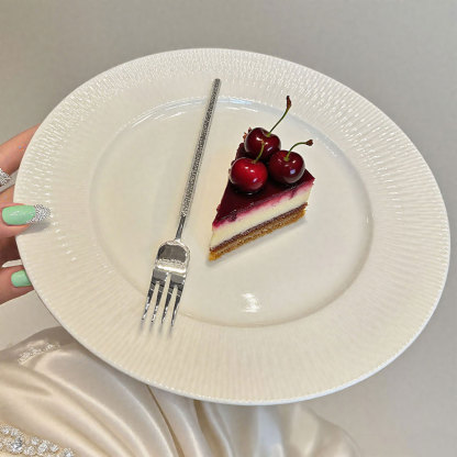 Handcrafted Ripple-textured Ceramic Plat