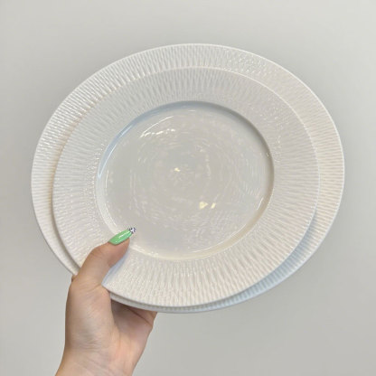 Handcrafted Ripple-textured Ceramic Plat