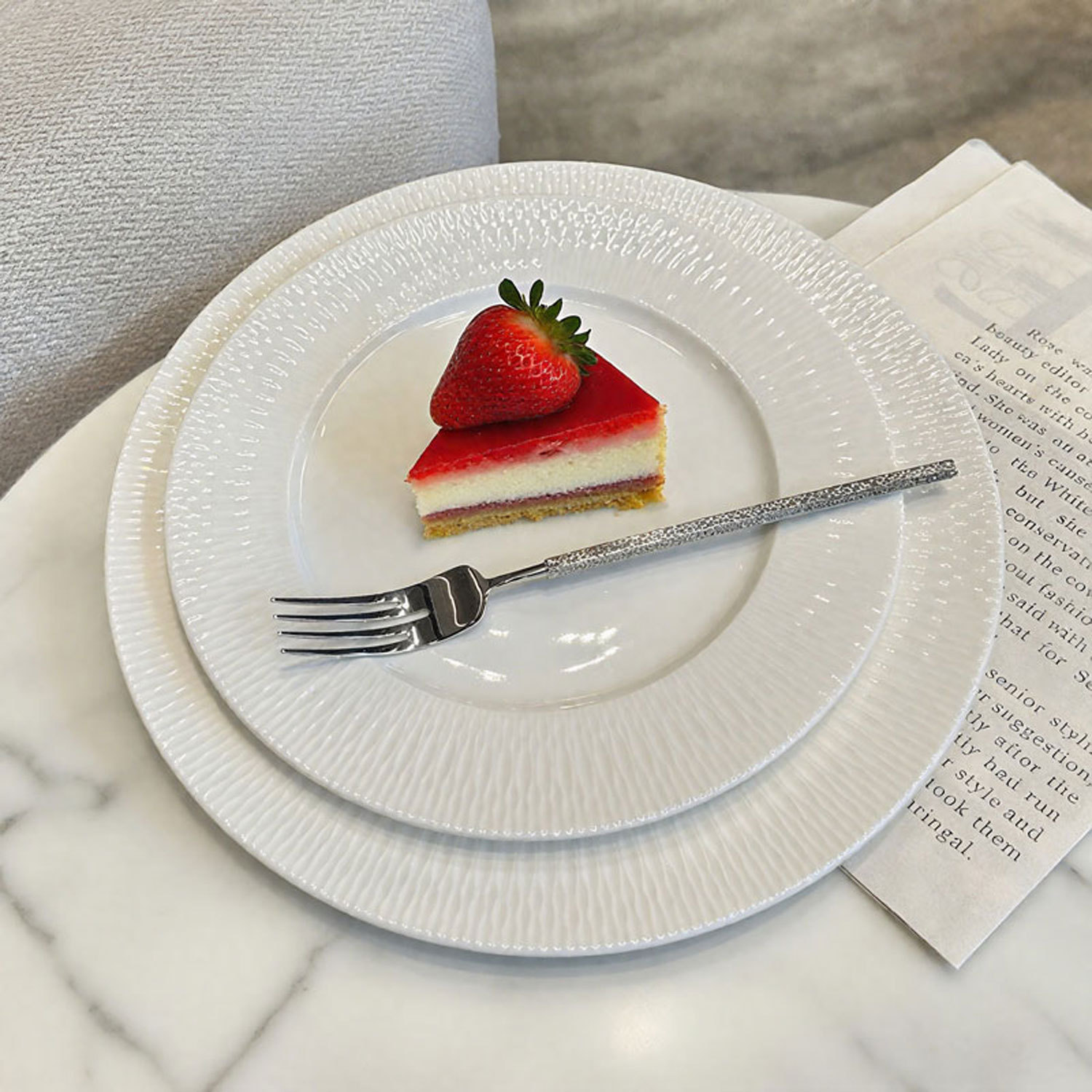 Handcrafted Ripple-textured Ceramic Plat