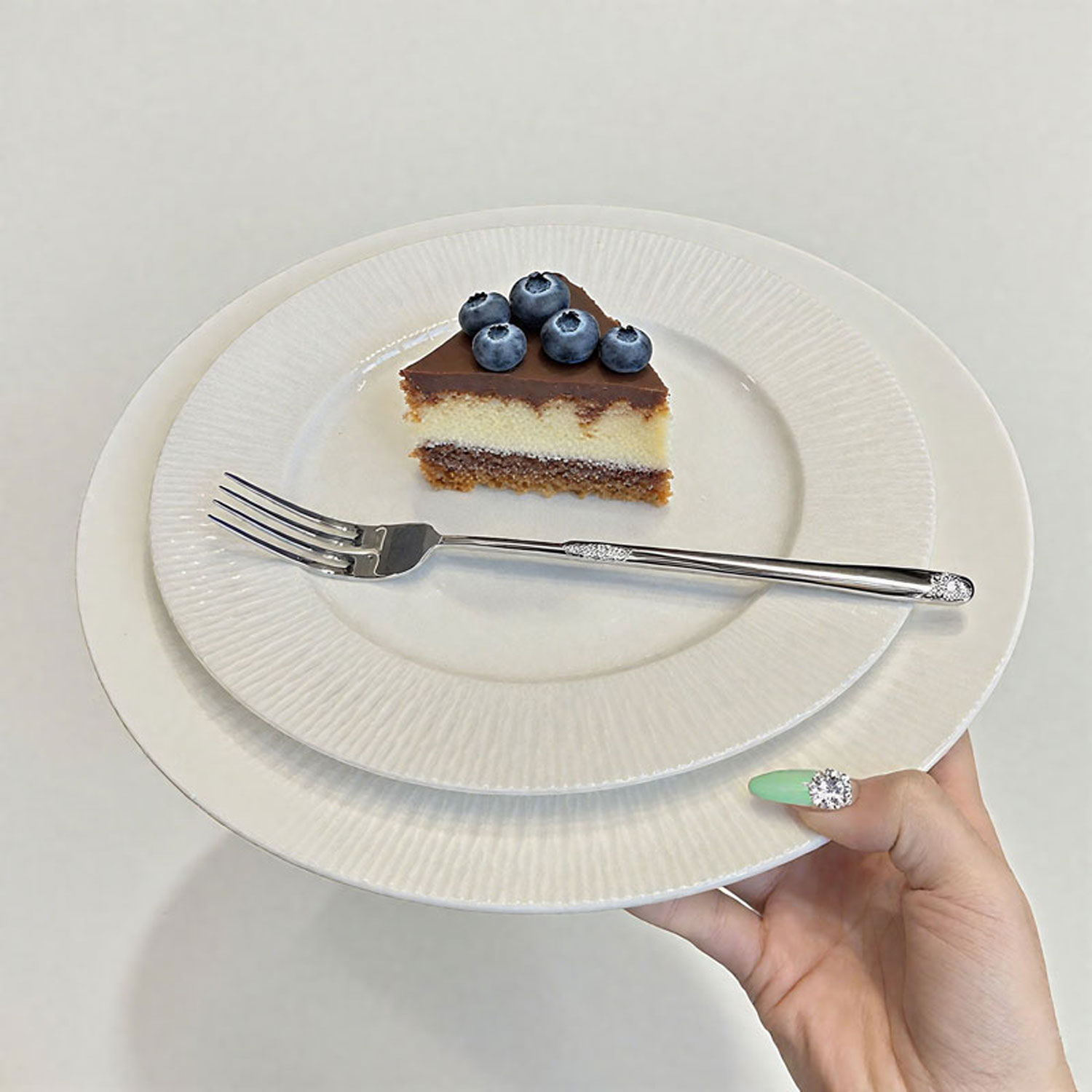 Handcrafted Ripple-textured Ceramic Plat