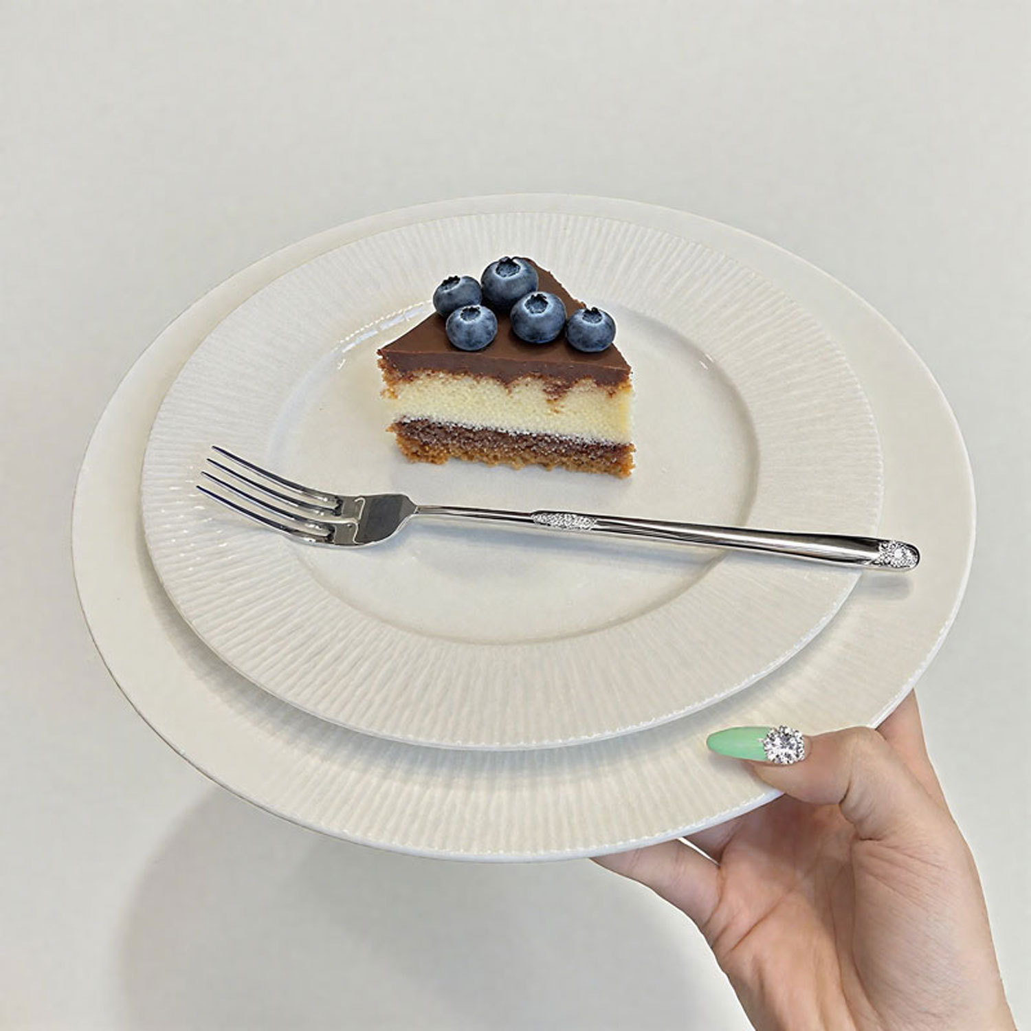 Handcrafted Ripple-textured Ceramic Plat