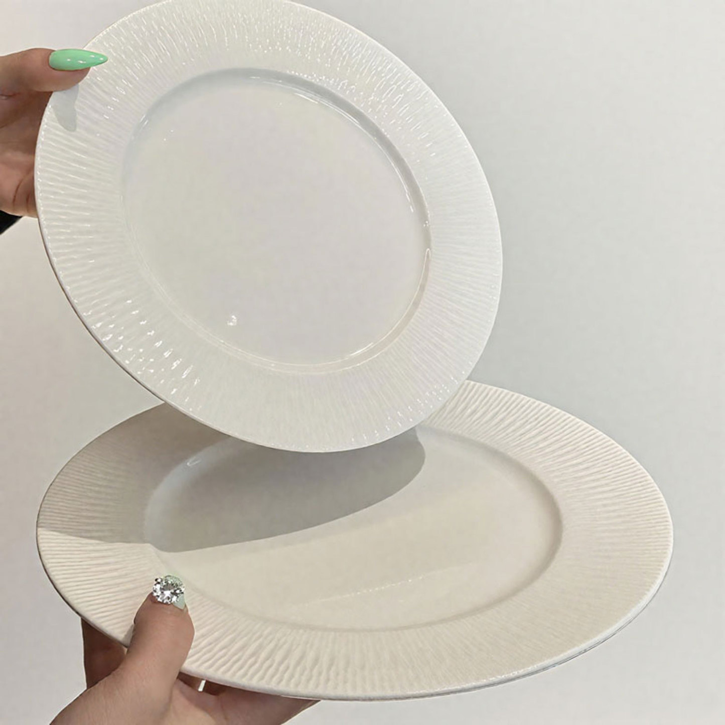 Handcrafted Ripple-textured Ceramic Plat