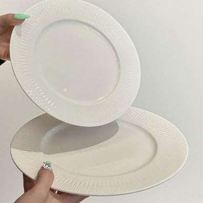 Handcrafted Ripple-textured Ceramic Plat