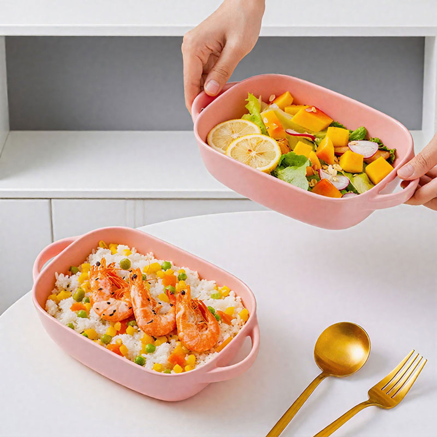 Macaron-colored Double-ear Ceramic Baking Dish