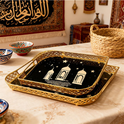 Gold Starry Dome Decorative Tray Set