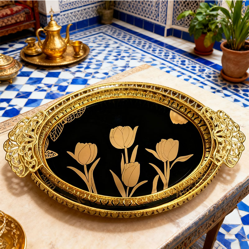 Luxury Gold Tulip Decorative Tray