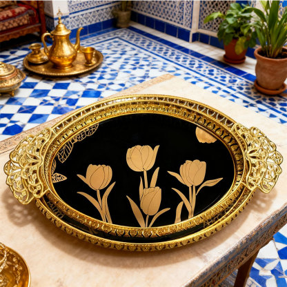 Luxury Gold Tulip Decorative Tray