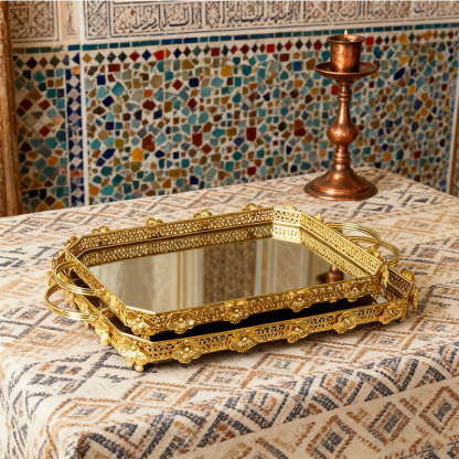 Gold Floral Decorative Trays (2PCS)