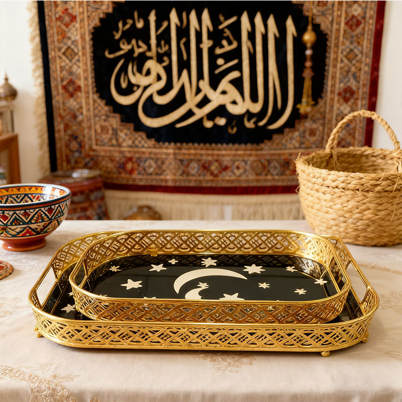 Gold Star & Moon Decorative Tray Set