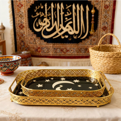 Gold Star & Moon Decorative Tray Set