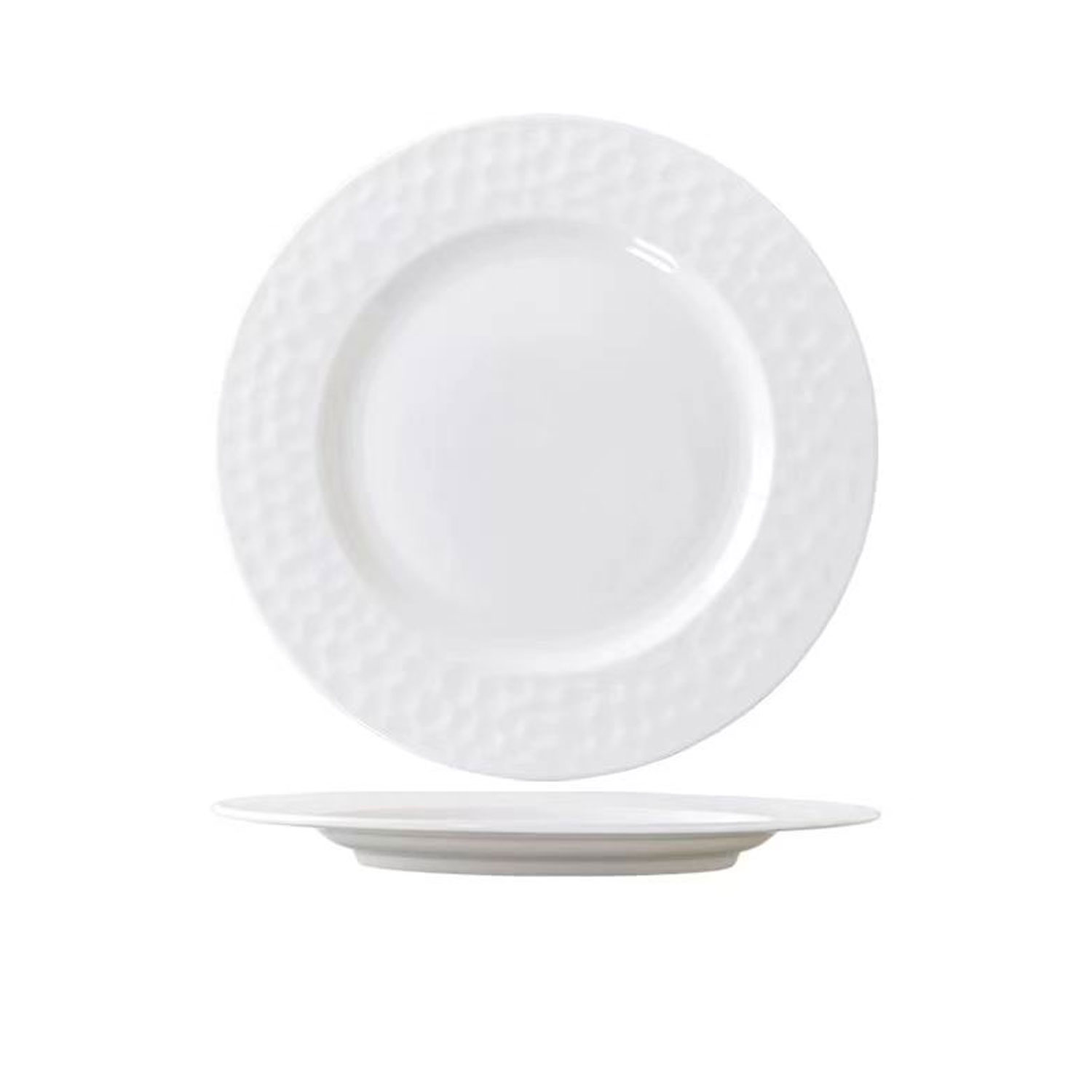 Water Cube Hammered Ceramic Plate Set of Two